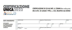 Mod. CU Certificazione Unica 2022