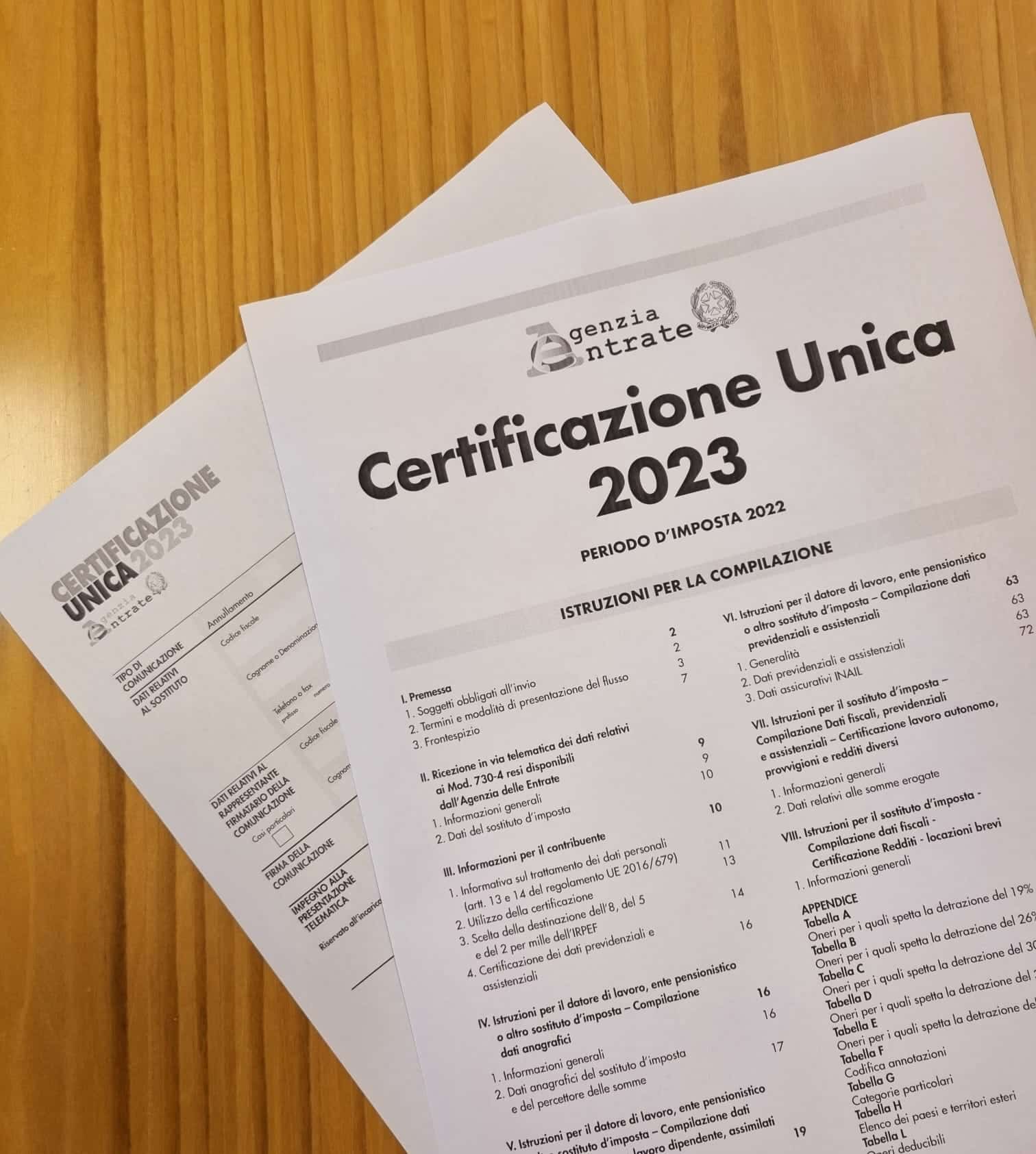 Modello CU 2023 istruzioni